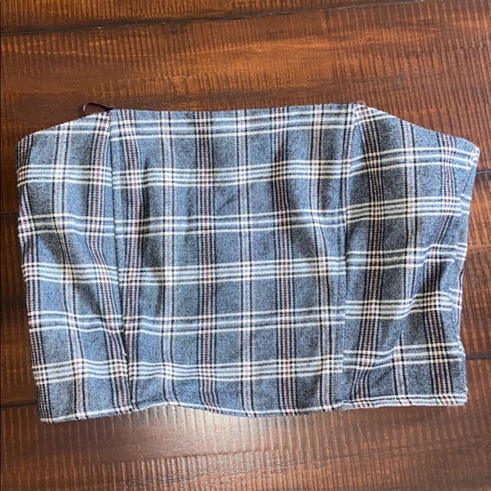 Windsor plaid tube top, size M.